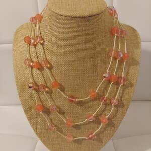 Robert Rose Pink Glass Beads Layered 16" Necklace